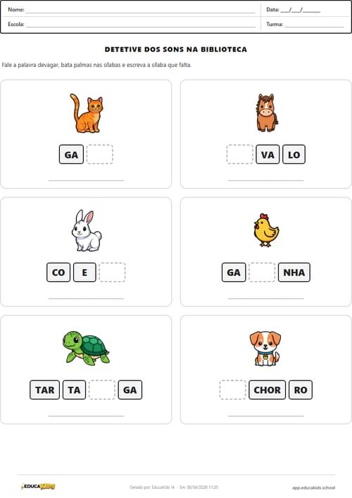 Completar palavra para crianças