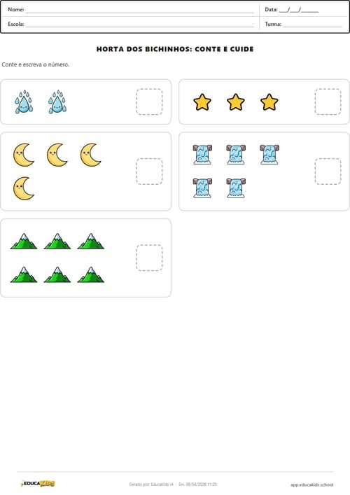 Atividade de contagem para crianças