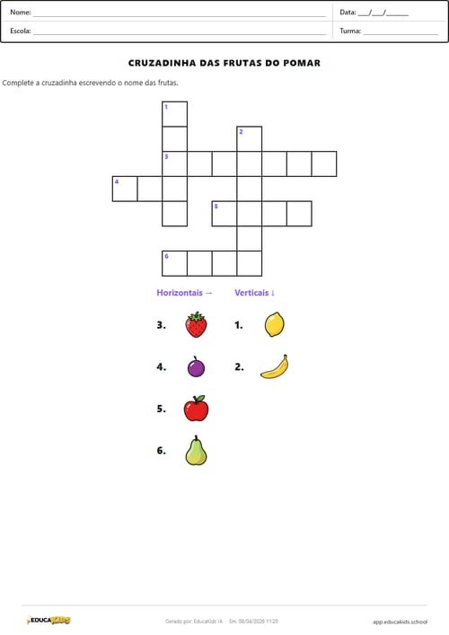 Cruzadinha para crianças