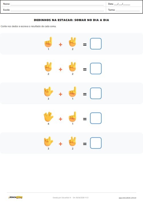 Soma dos dedinhos para crianças